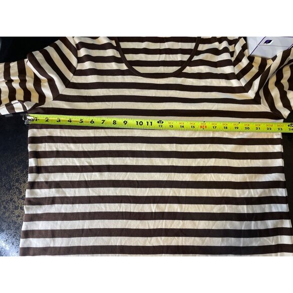 Jones New York NWT Brown White Striped 3/4 Sleeve Scoop Neck Top Sz 2X - Picture 6 of 9
